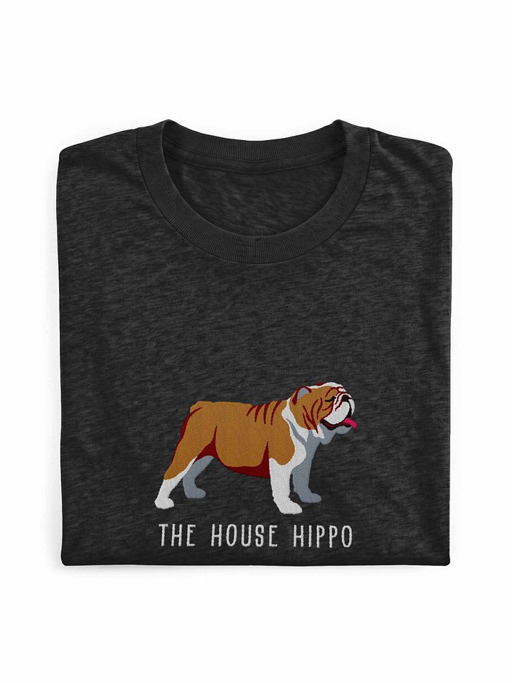 The House Hippo T-Shirt(Embroidered) of an English Bulldog(Brown & White) product image (1)