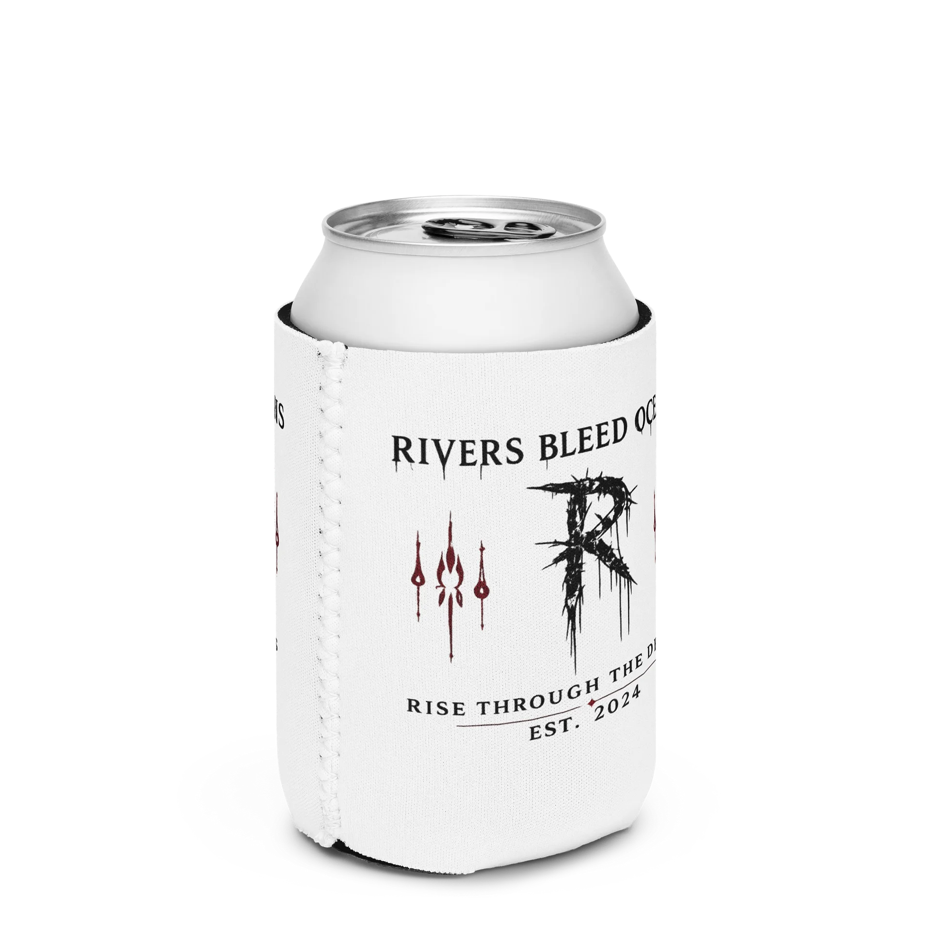 RIVERS BLEED OCEANS Coozie — Est.-White product image (3)
