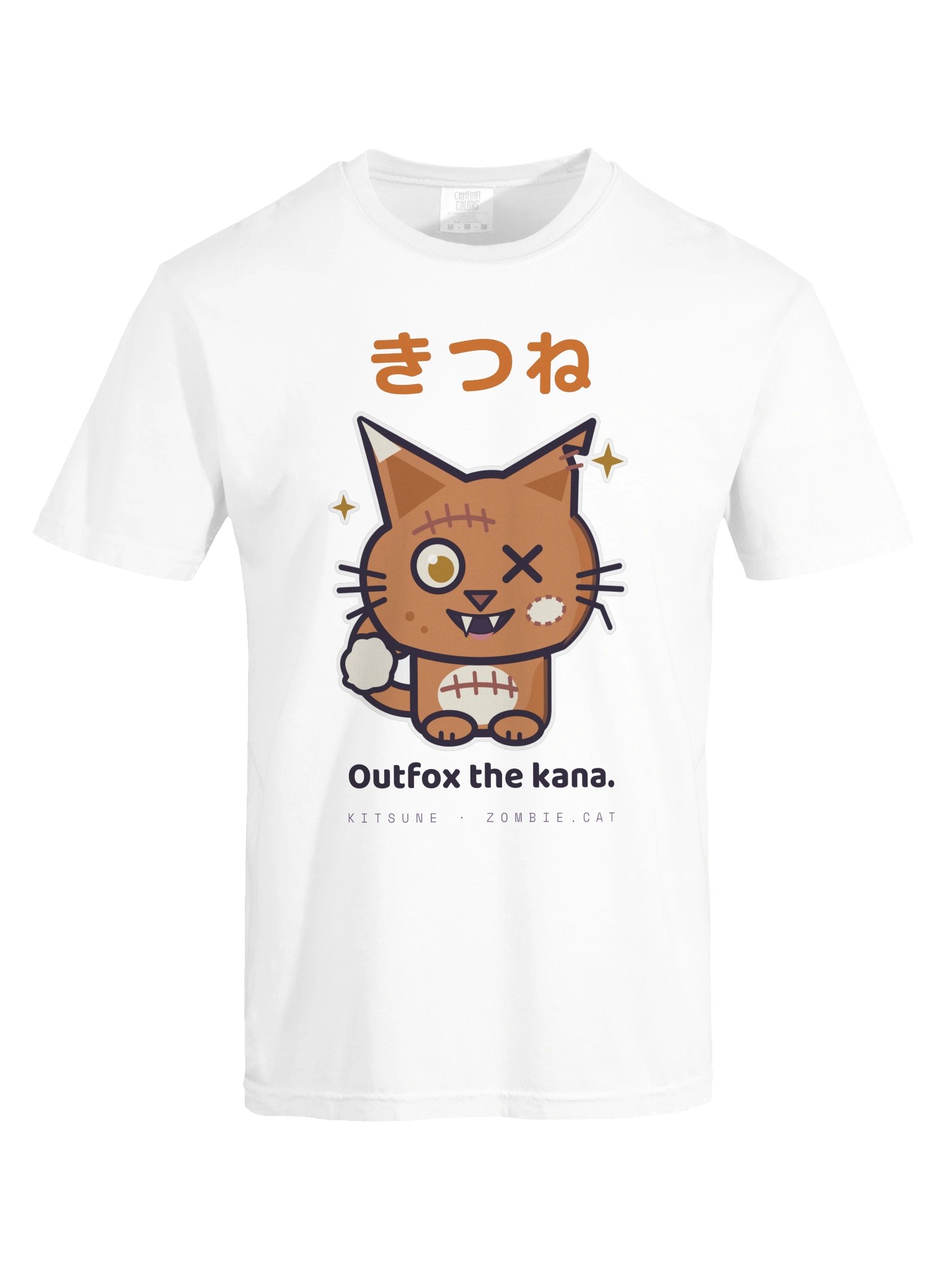 Kitsune Fox Zombie Cat White T-Shirt product image (9)
