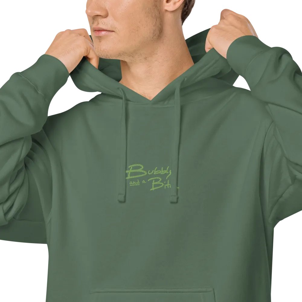 Bubbly and a B*tch (lime) embroidered pigment-dyed hoodie product image (8)