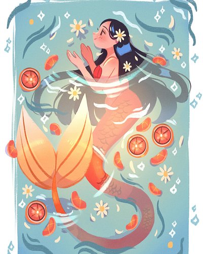 Week 2: grapefruit and daisies 
.
.
.
.
.
.
.
#gardenmermay #mermay #mermay2025 #artchallenge #digiart #digitalprinting #merm...