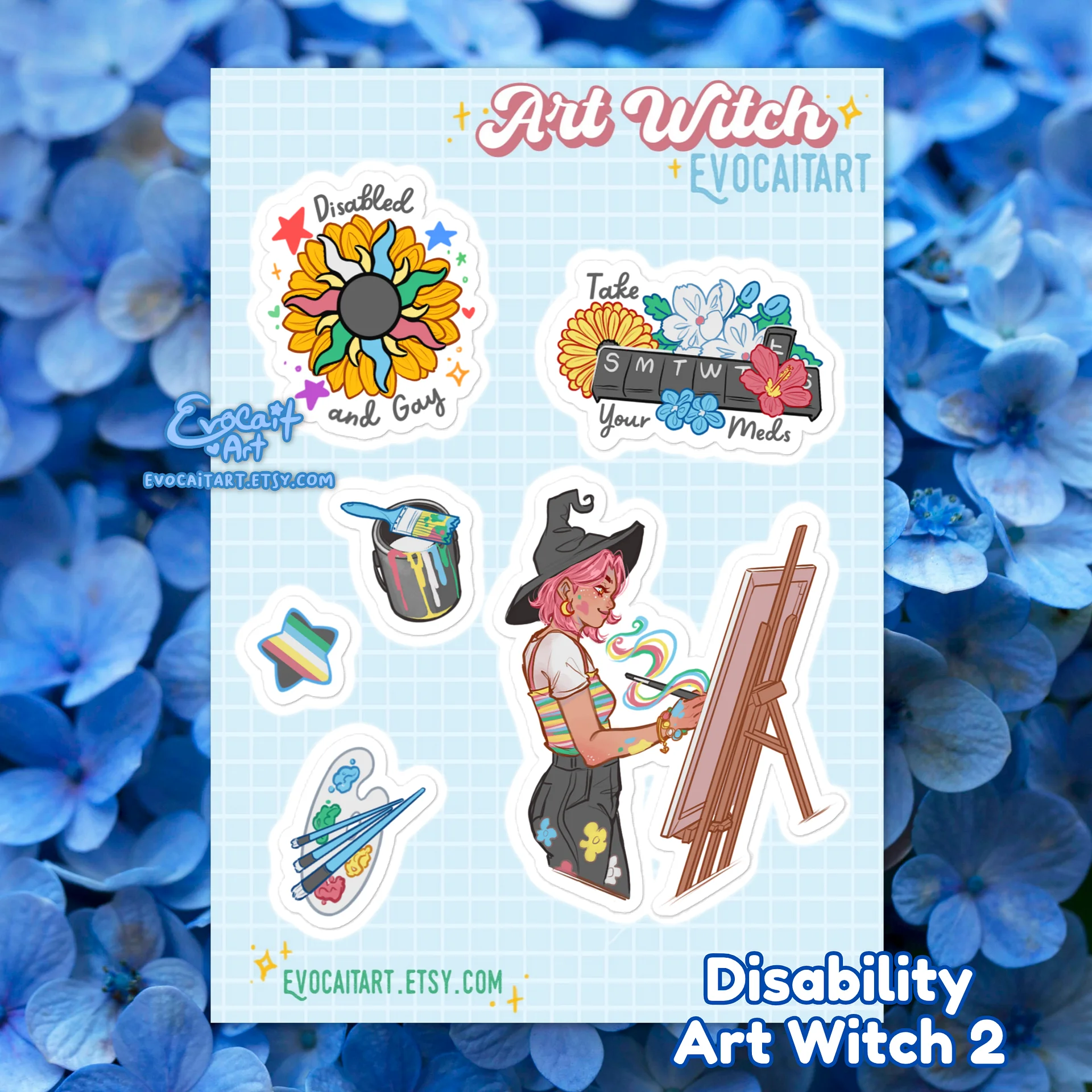 Disability Pride Flag Witch Stickers - Standing Version product image (1)
