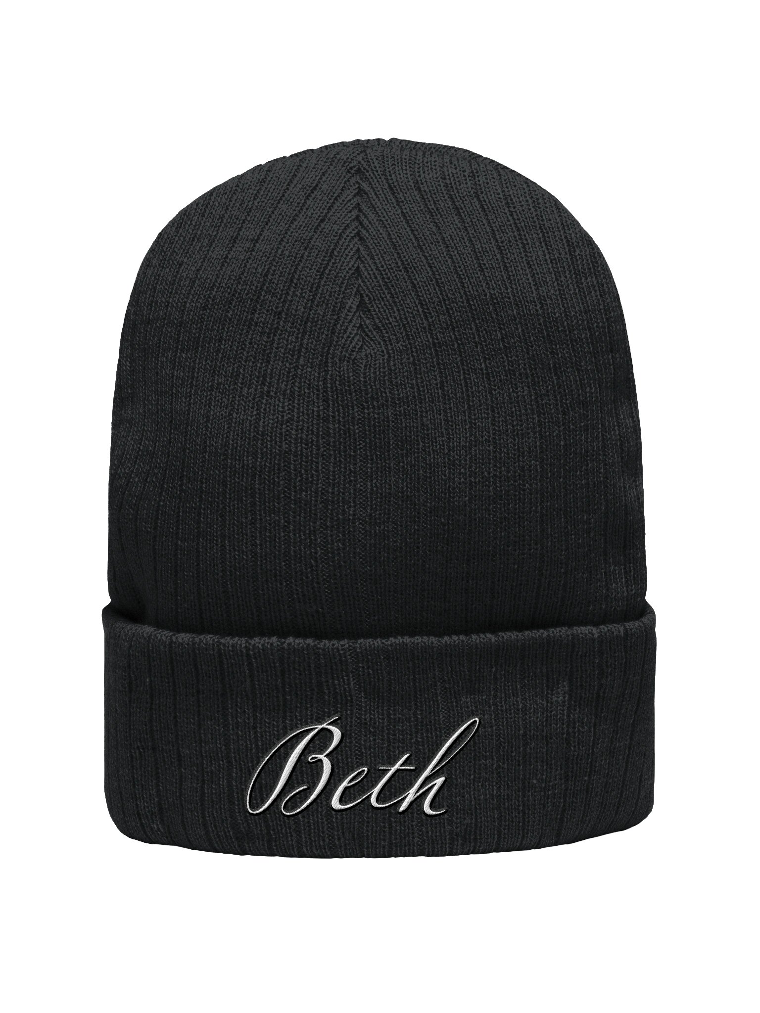 (Beth) Elegance Embroidered Ribbed Beanie product image (1)