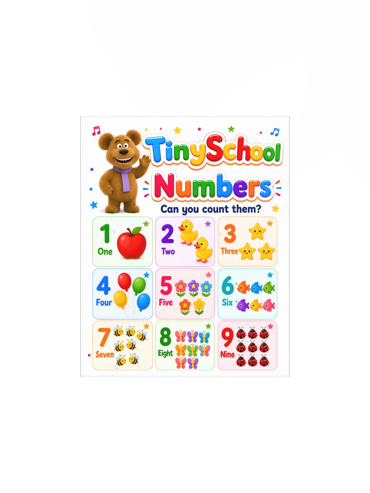 TinySchool Numbers — Colorful Counting Poster product image (1)