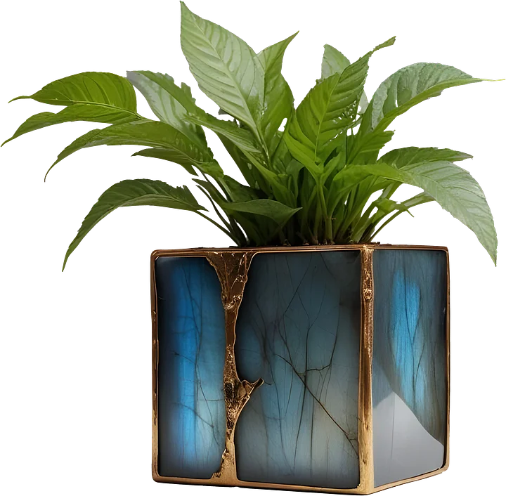 Stellar Luxe – Labradorite and Gold Planter PNG product image (1)