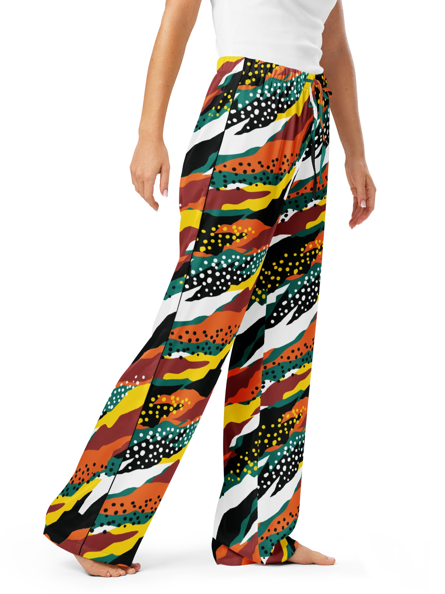 Terracotta & Teal Abstract Safari Pattern | Vibrant All-Over Print Women's Pajama Pants product image (8)