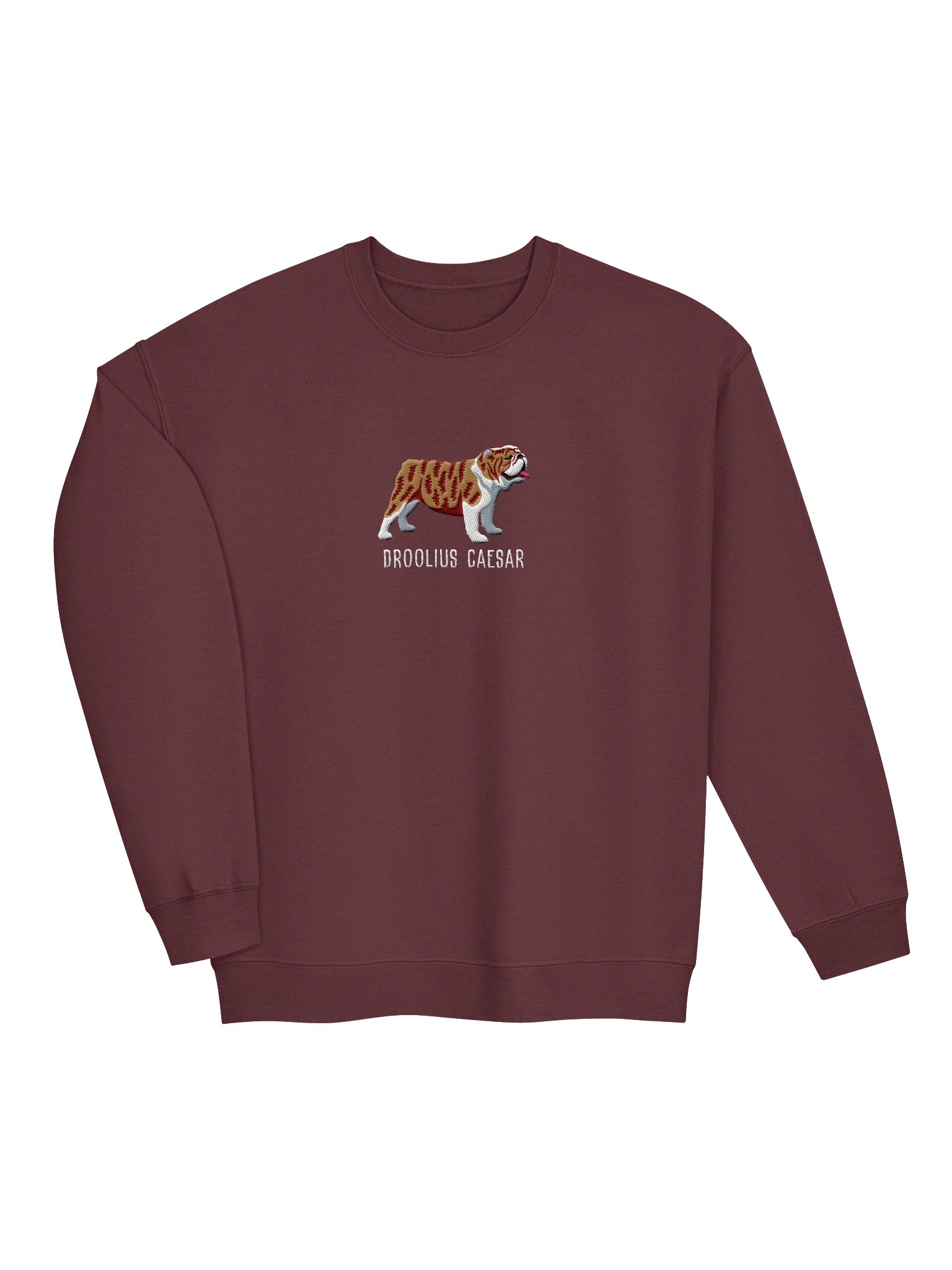 Droolius Caesar Sweatshirt (Embroidered) of an English Bulldog(Brindle & White) product image (6)