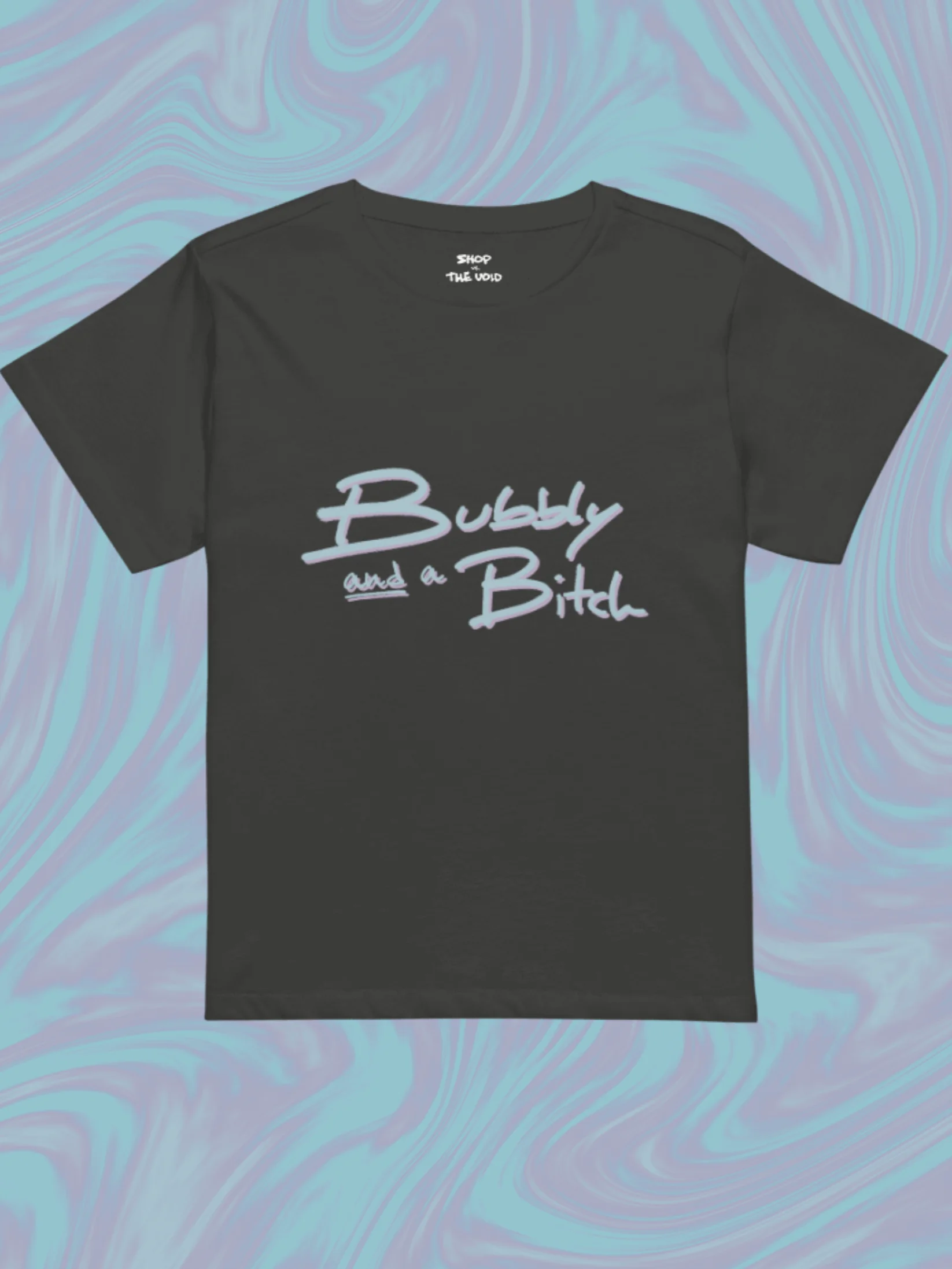 Bubbly and a B*tch (cotton candy design) printed waist-length tee product image (1)