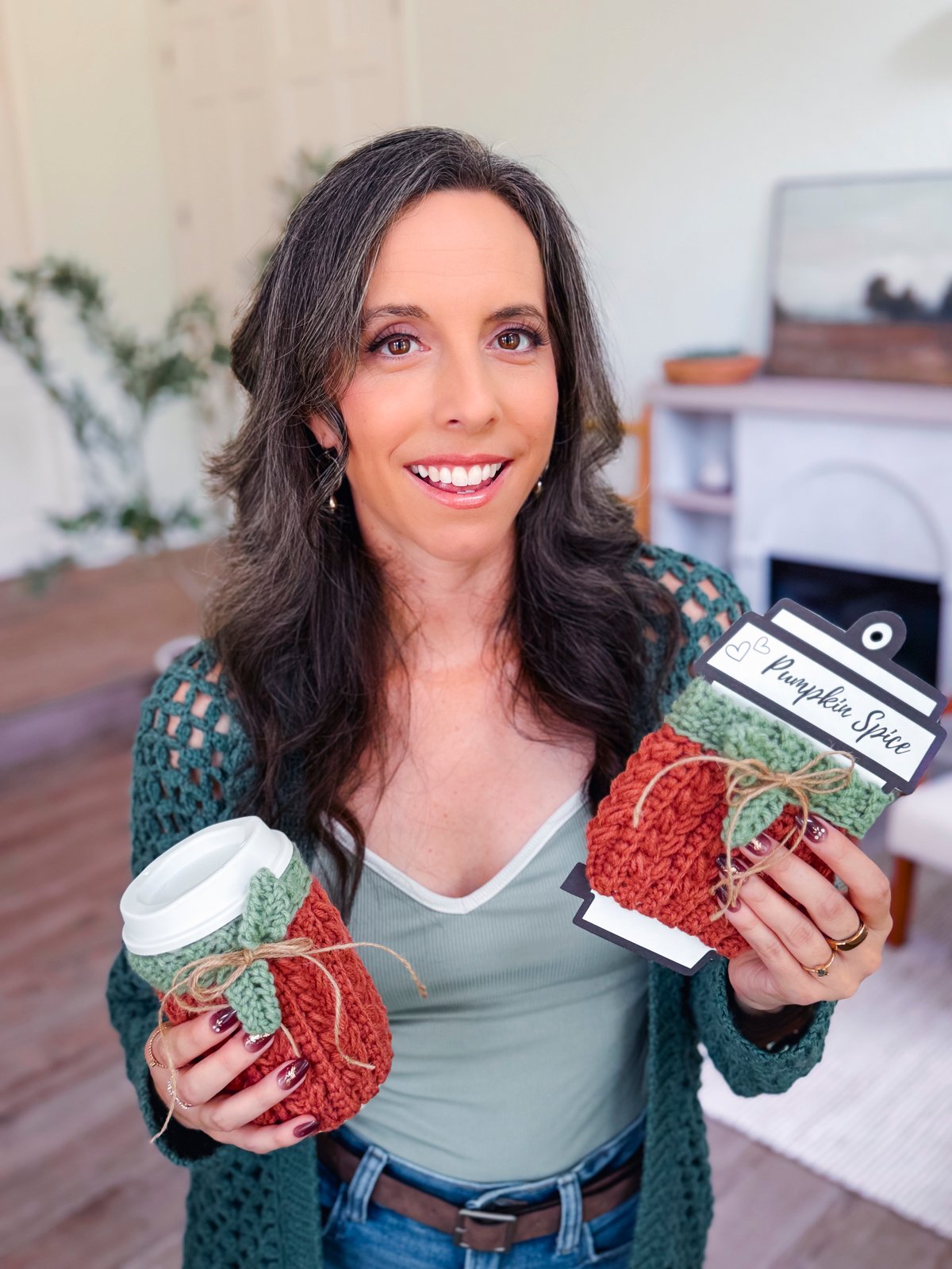 Wheat Stitch Fall Decor Crochet Bundle — Pumpkin, Tree, Ghost & Coffee Cup Cozy product image (10)