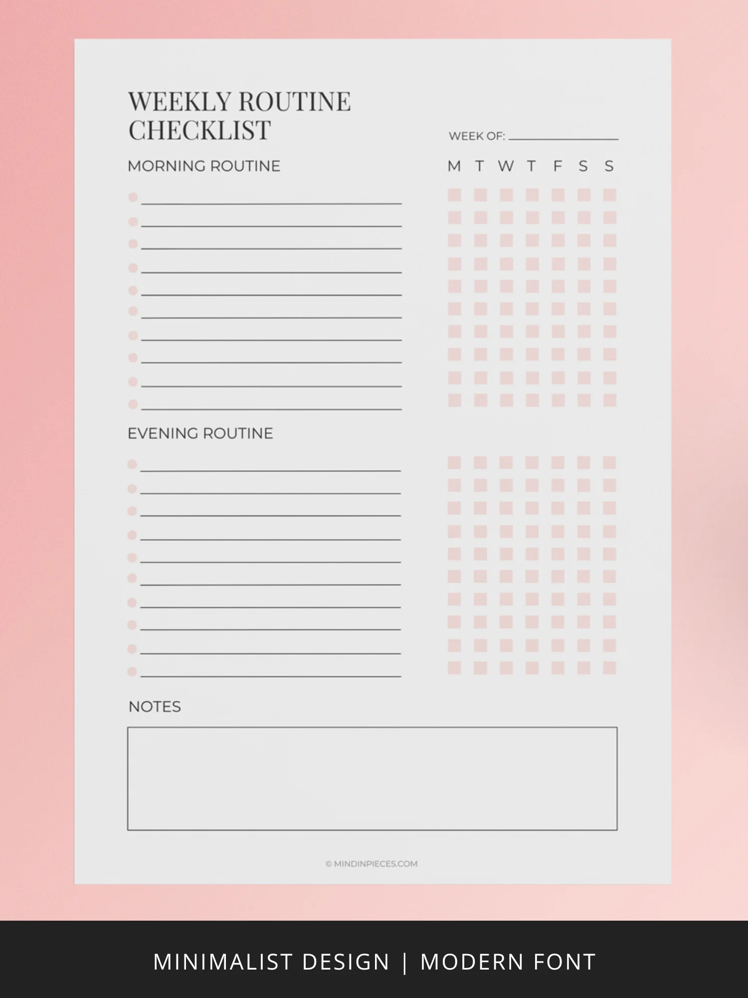 Weekly Routine Checklist Printable Digital Download product image (2)