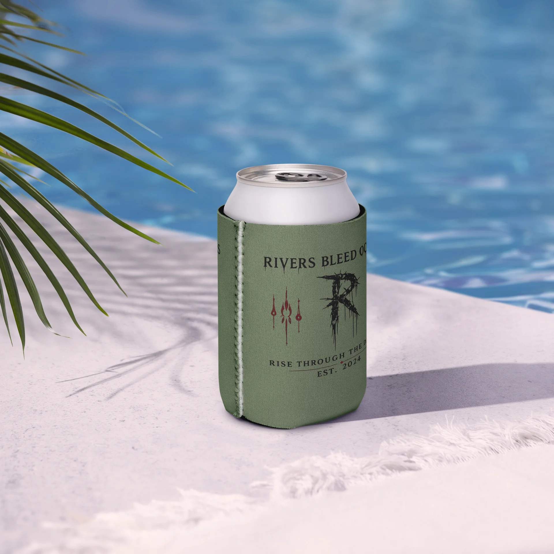 RIVERS BLEED OCEANS Coozie — Est.-Military Green product image (6)