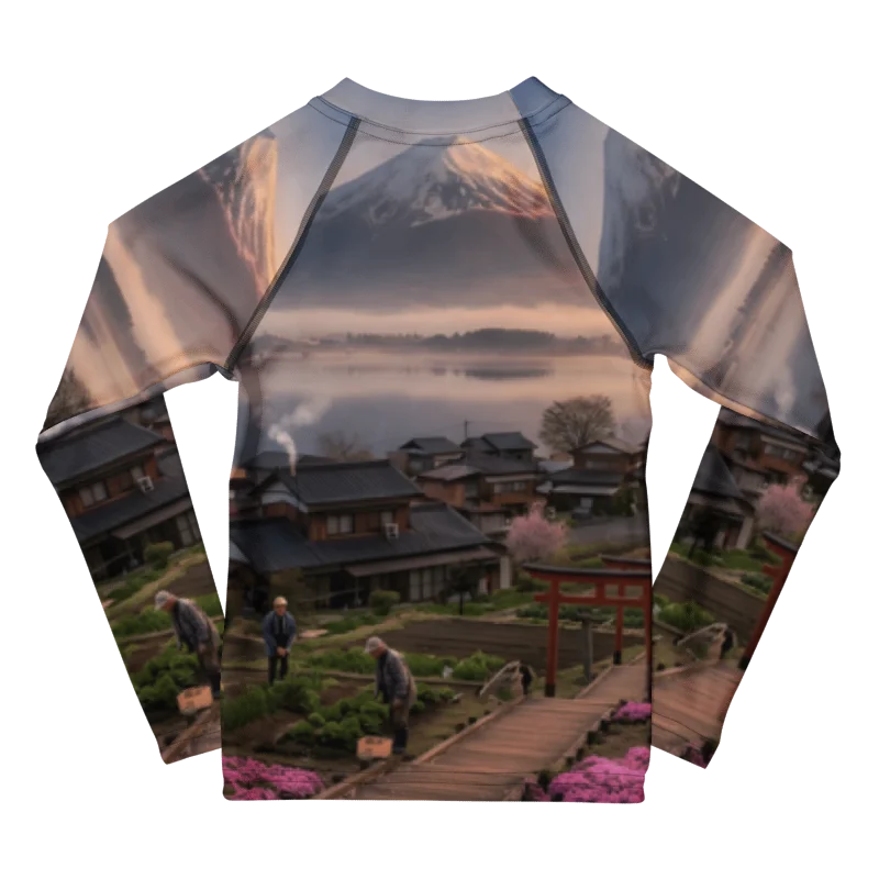 Mount Fuji & Pink Moss Kids Rash Guard | Protective Sun Activewear product image (2)