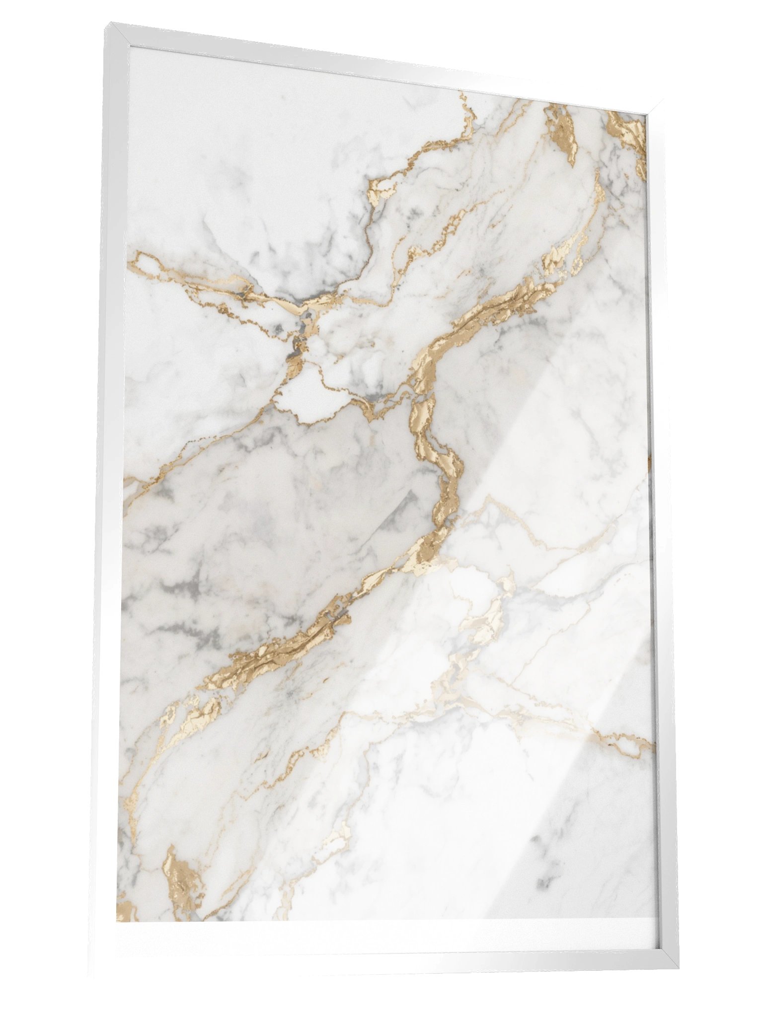 Golden Veins Marble Wall Art | Elegant White & Gold Abstract Decor -61×91 cm product image (6)