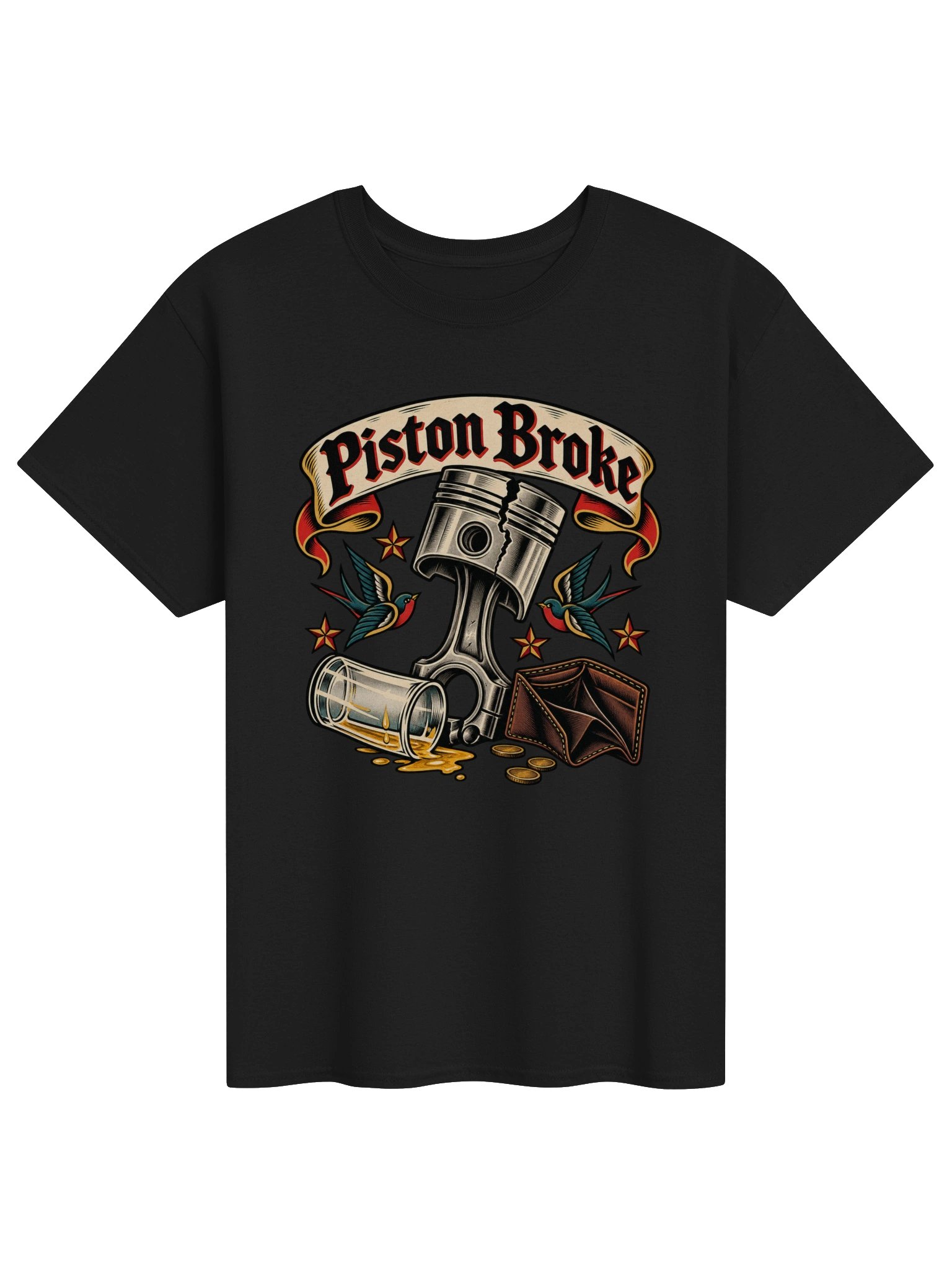 Piston Broke Vintage Tattoo Mechanic T-Shirt product image (1)