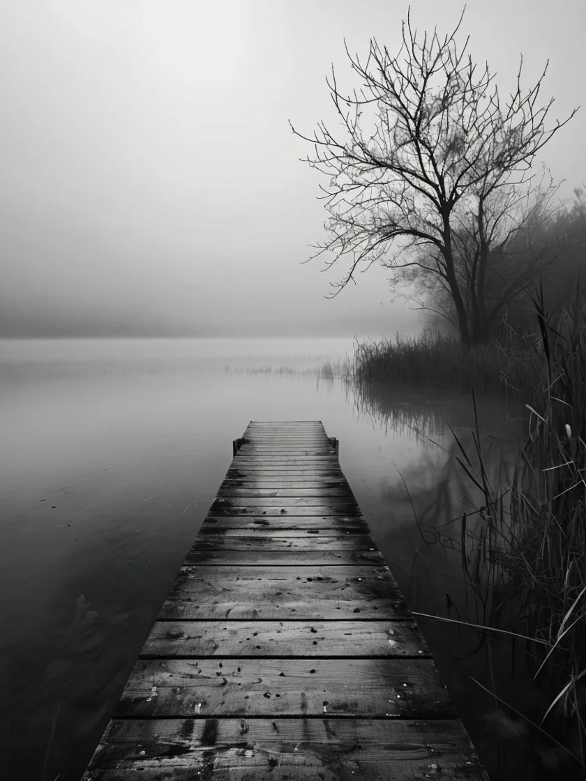 Tranquil Misty Lakeside Framed Poster product image (1)