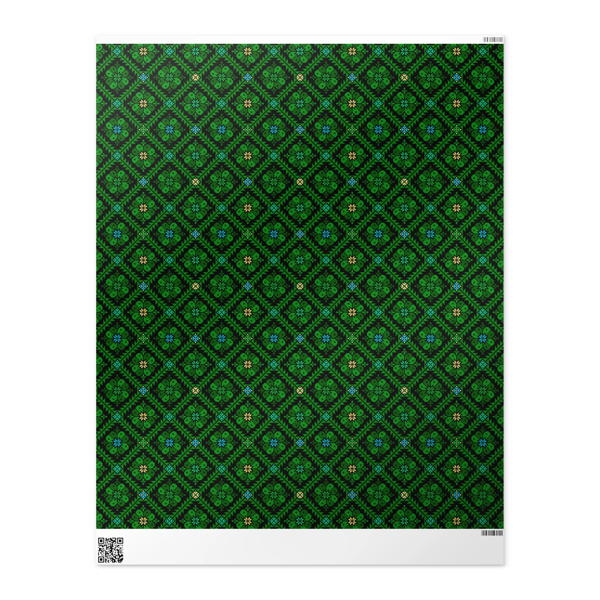Green Tatreez Wrapping Paper product image (1)