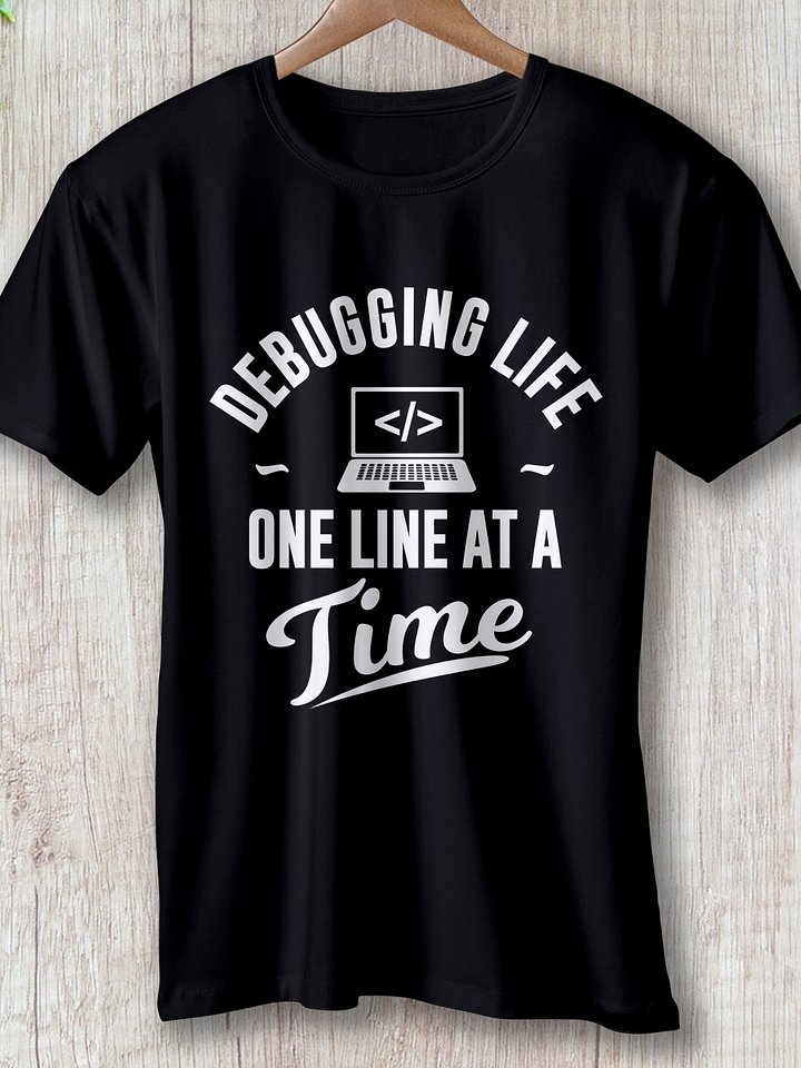 "Debugging Life – One Line at a Time" T-Shirt – Classic Fit product image (1)