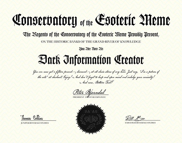 Dark Information Creator Certificate (Digital) product image (1)