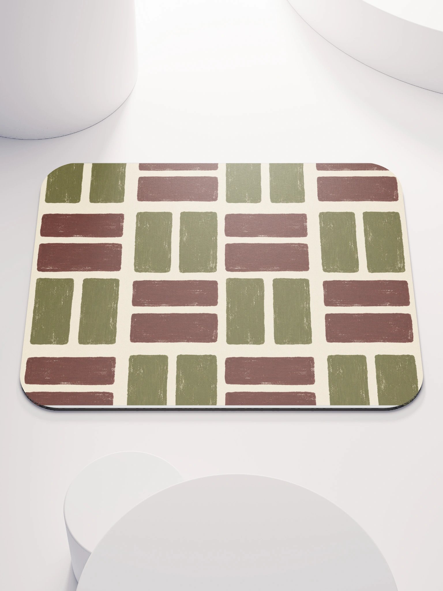 Olive Weave Classic Mouse Pad — Olive & Burgundy Check product image (1)