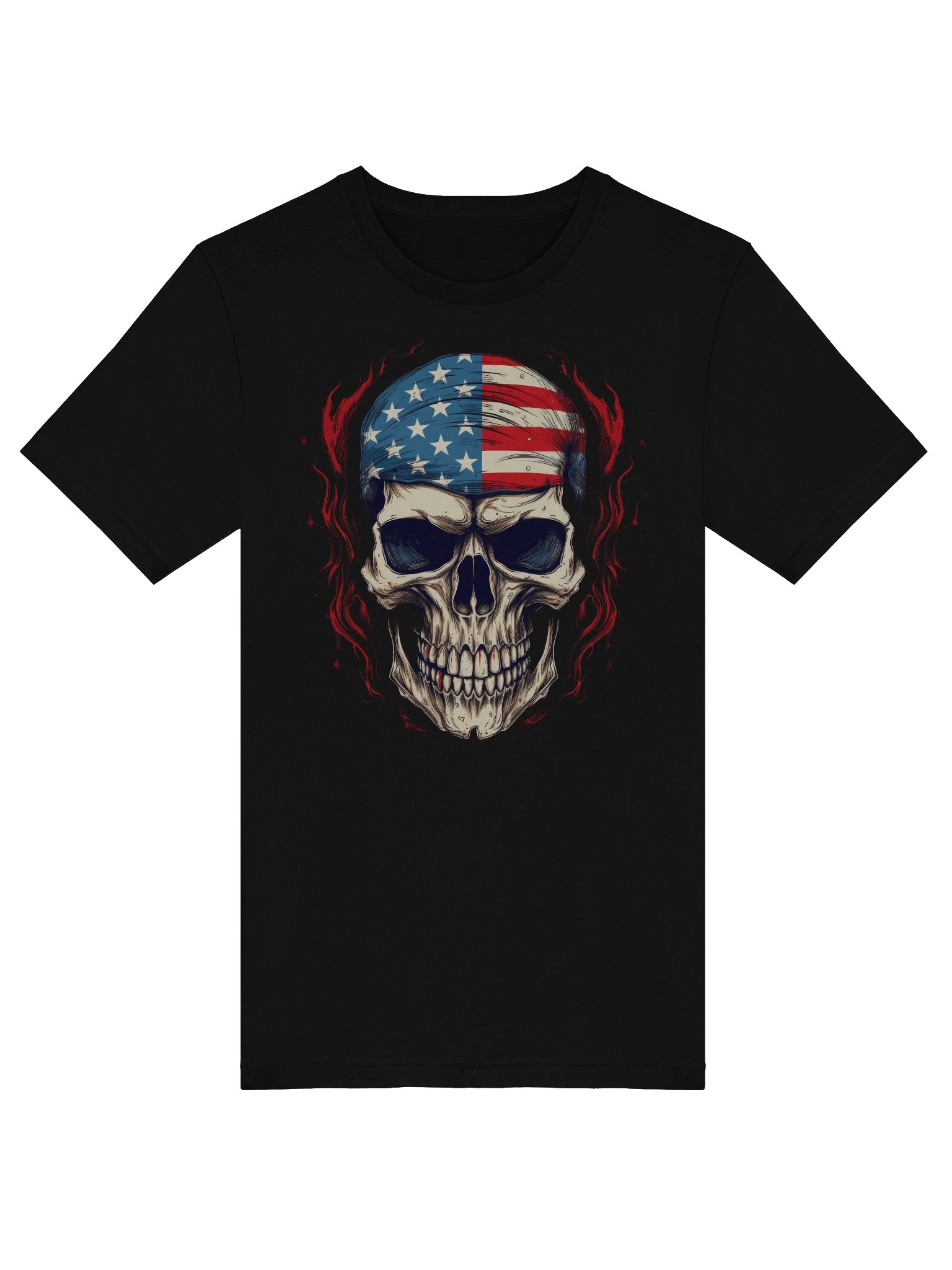 Stars & Stripes Skull Flame T Shirt Tee product image (5)