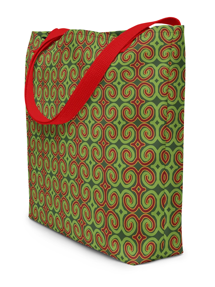 Red & Green Christmas Swirls Large Tote Bag product image (2)