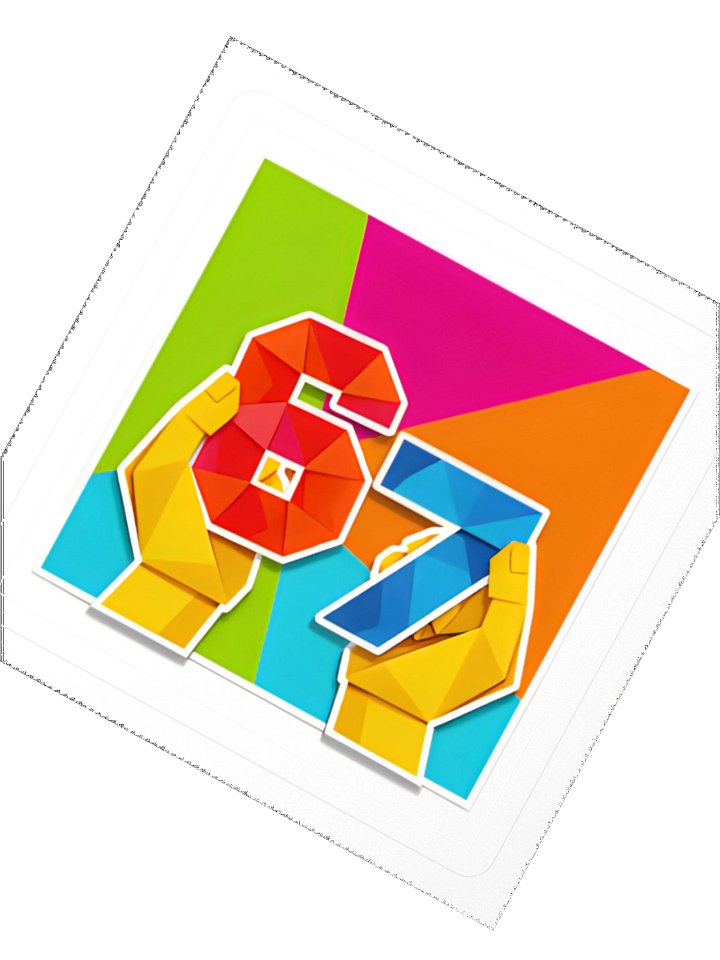6 7 Meme Sticker Origami Style 3in x 3in Durable Vinyl Kiss Cut Sticker for Indoor Use Fast Bubble-Free Application product image (2)