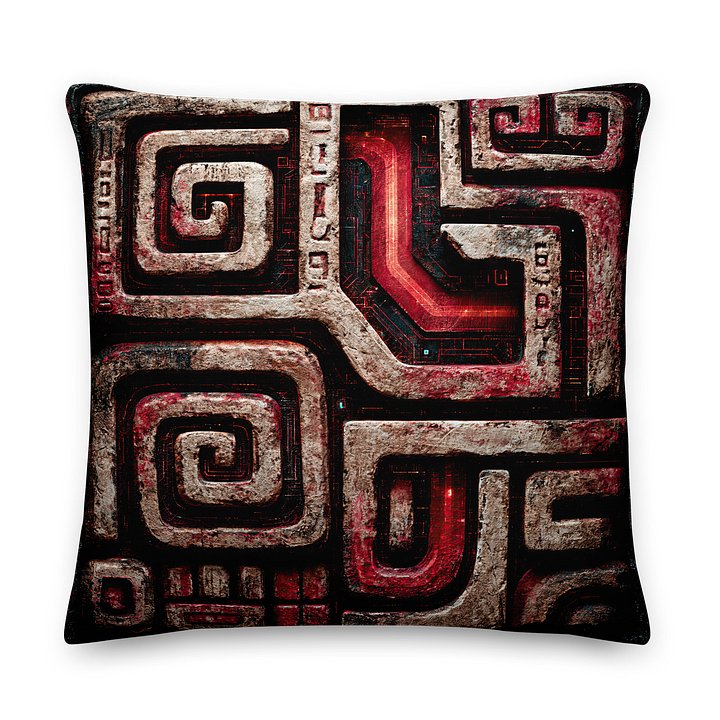 Transmission Core I — Ancient Mayan Tech Glyph Cushion Cover 22x22 product image (1)