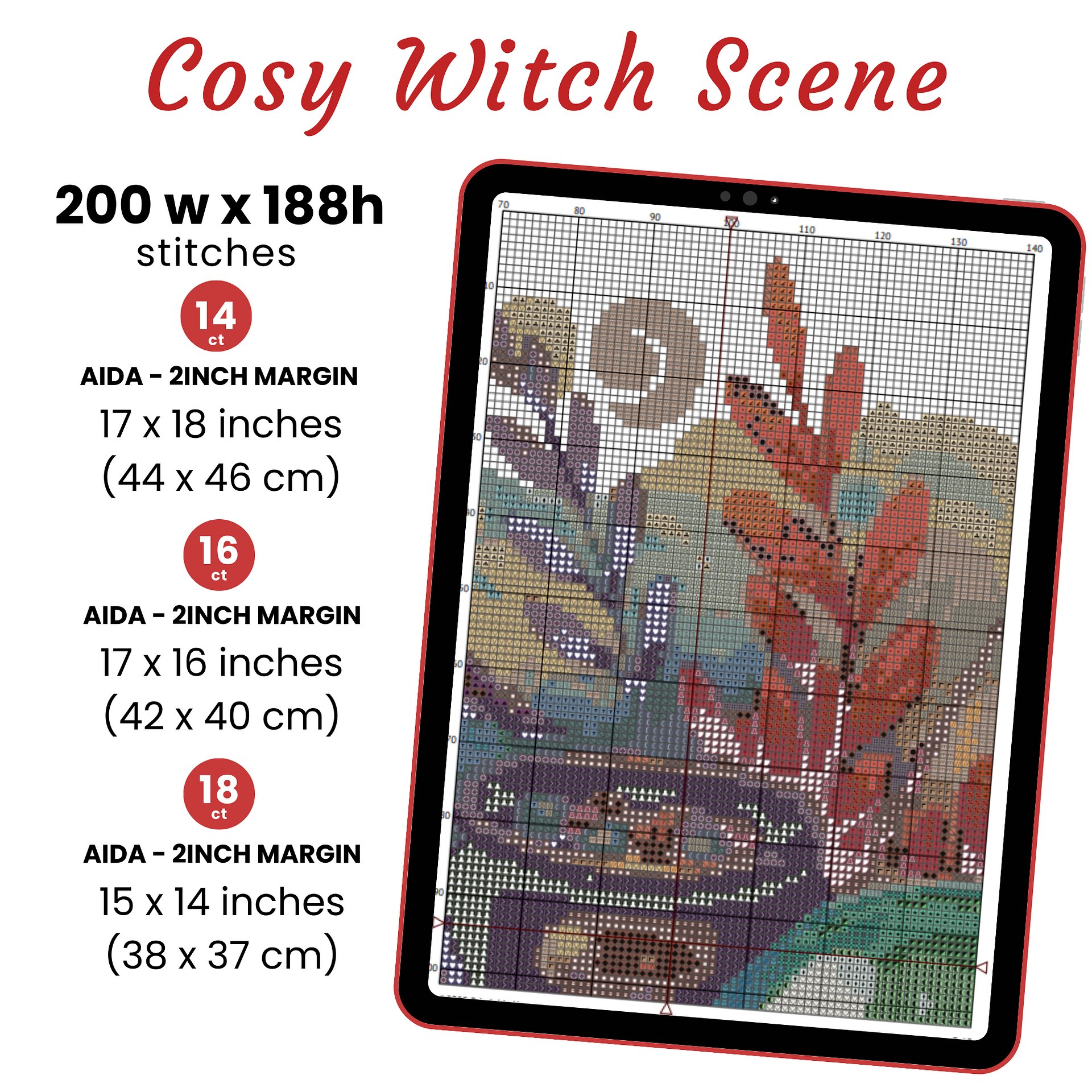 Cosy Witch Scene Cross Stitch Pattern product image (2)