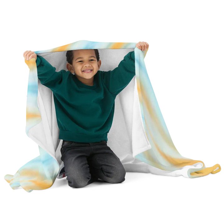 Blue Orange & White Striped Feathered Slanted Pattern Throw Blanket product image (2)