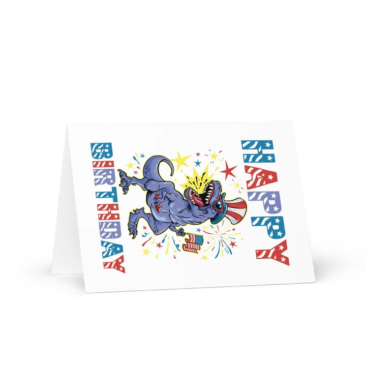 Happy Birthday (USA 4th Of July Dinosaur) Birthday Card 5" x 7" product image (1)
