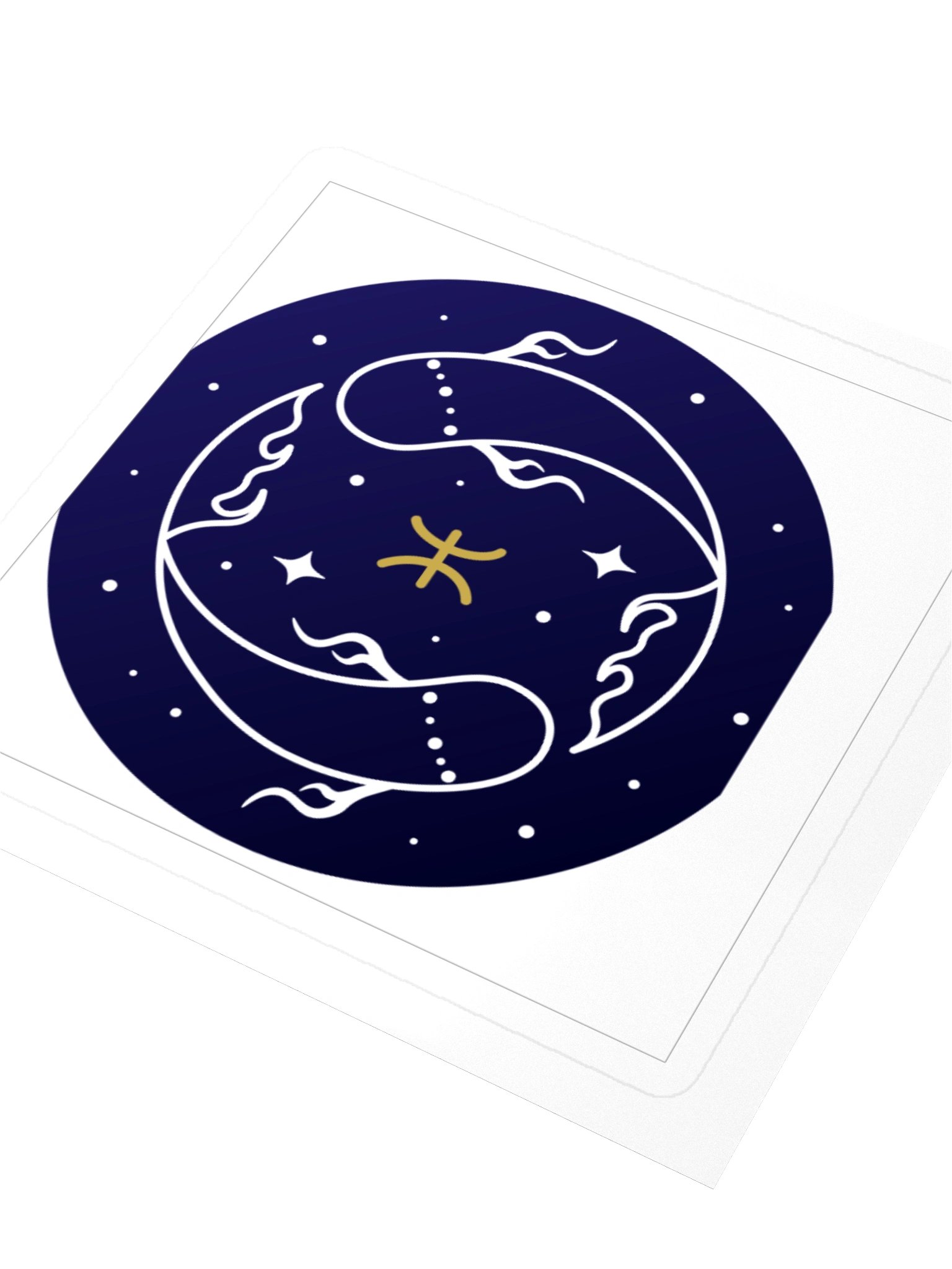 Pisces Zodiac Sticker — Gold & Navy Celestial Design product image (3)