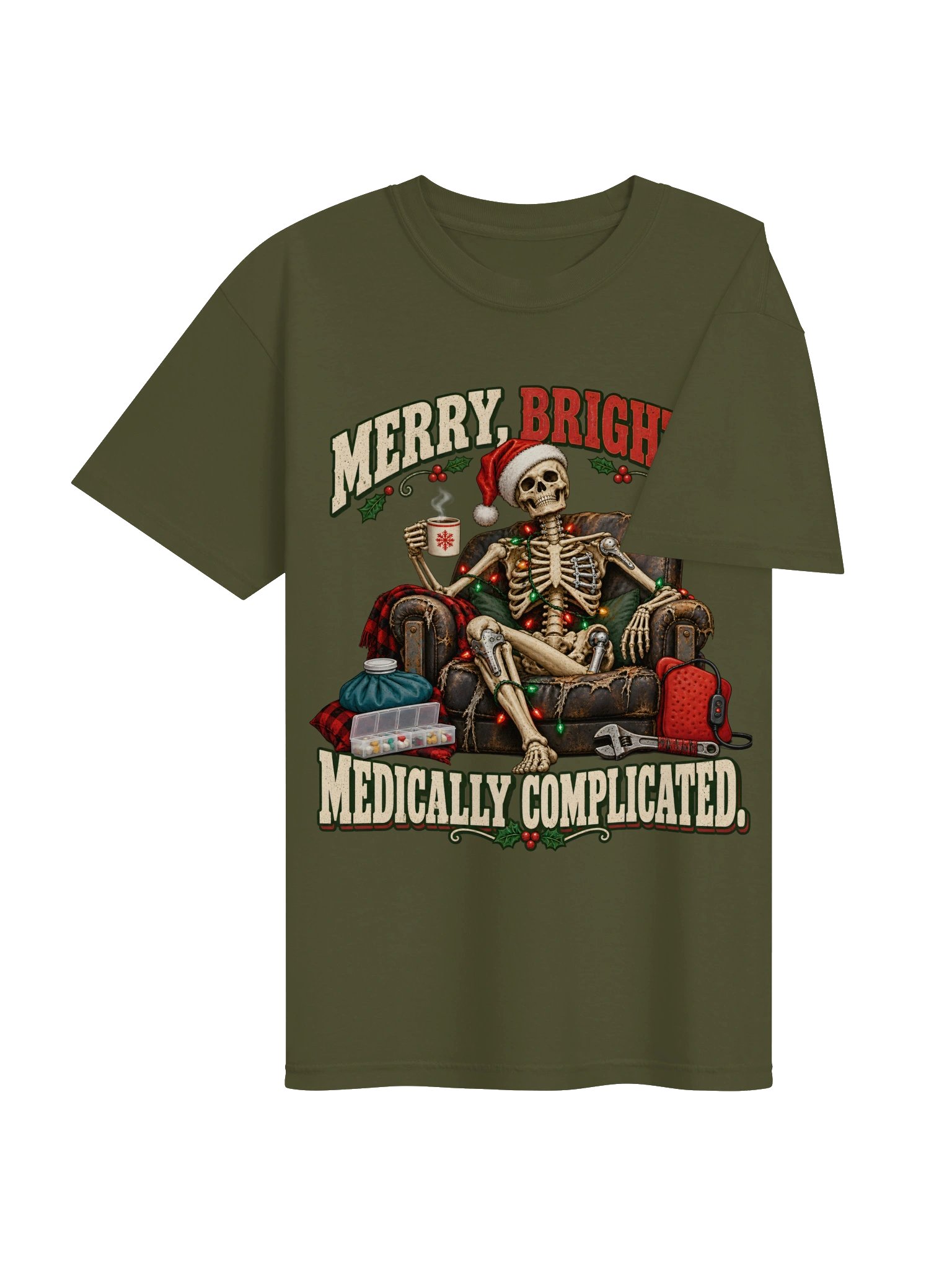 Funny Medical Christmas Shirt — Merry, Bright & Medically Complicated | Broken Sleigh™ product image (5)