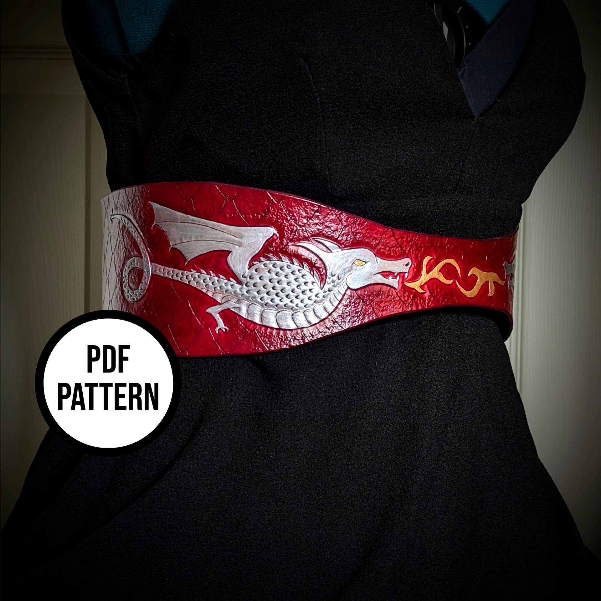 Leather Corset Belt with Dragons - PDF Pattern for Leatherwork product image (4)