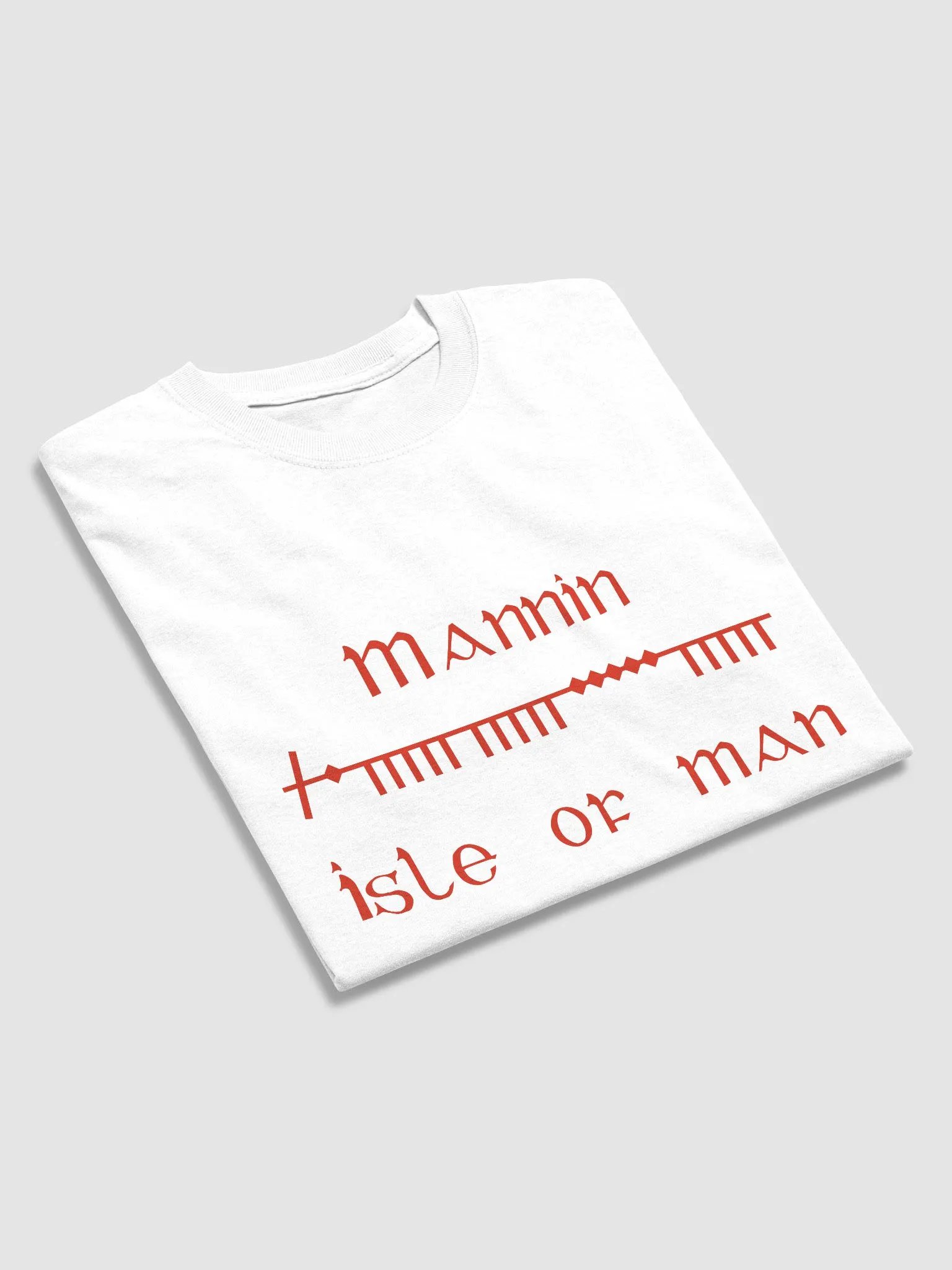 Isle of Man/Mannin Scholastic style Ogham white printed T-shirt product image (3)
