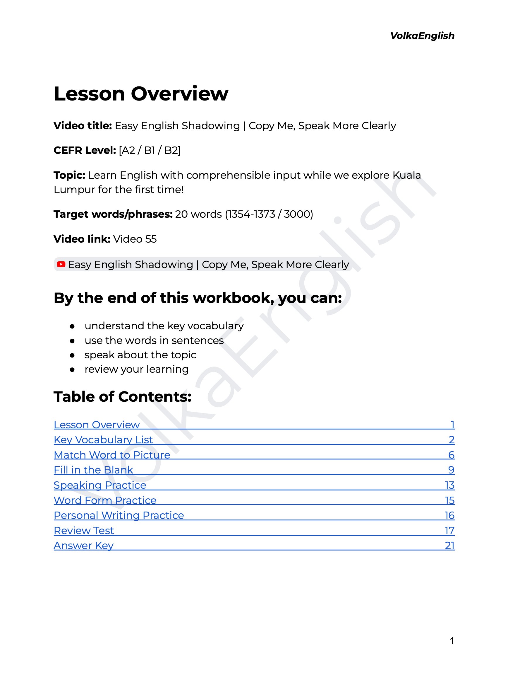 Easy English Shadowing | Copy Me, Speak More Clearly - Video 55 Study Pack product image (2)