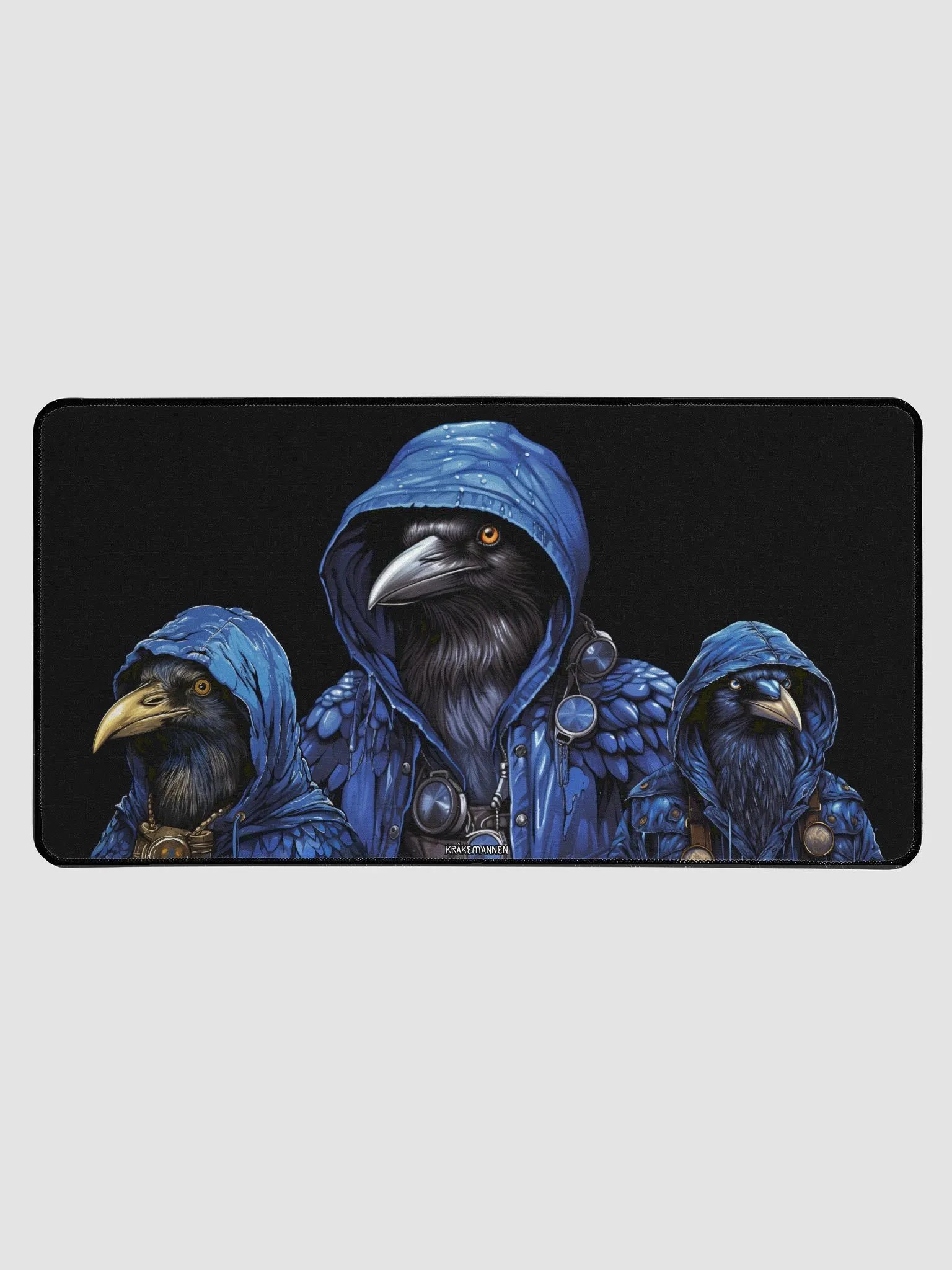 Premium XL Desk Mat 🖱Three mysterious birds in dark blue 💙 product image (1)