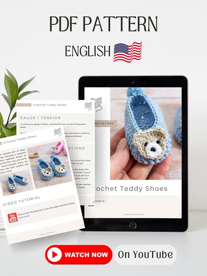 Teddy Bear Baby Slippers Crochet Pattern product image (2)