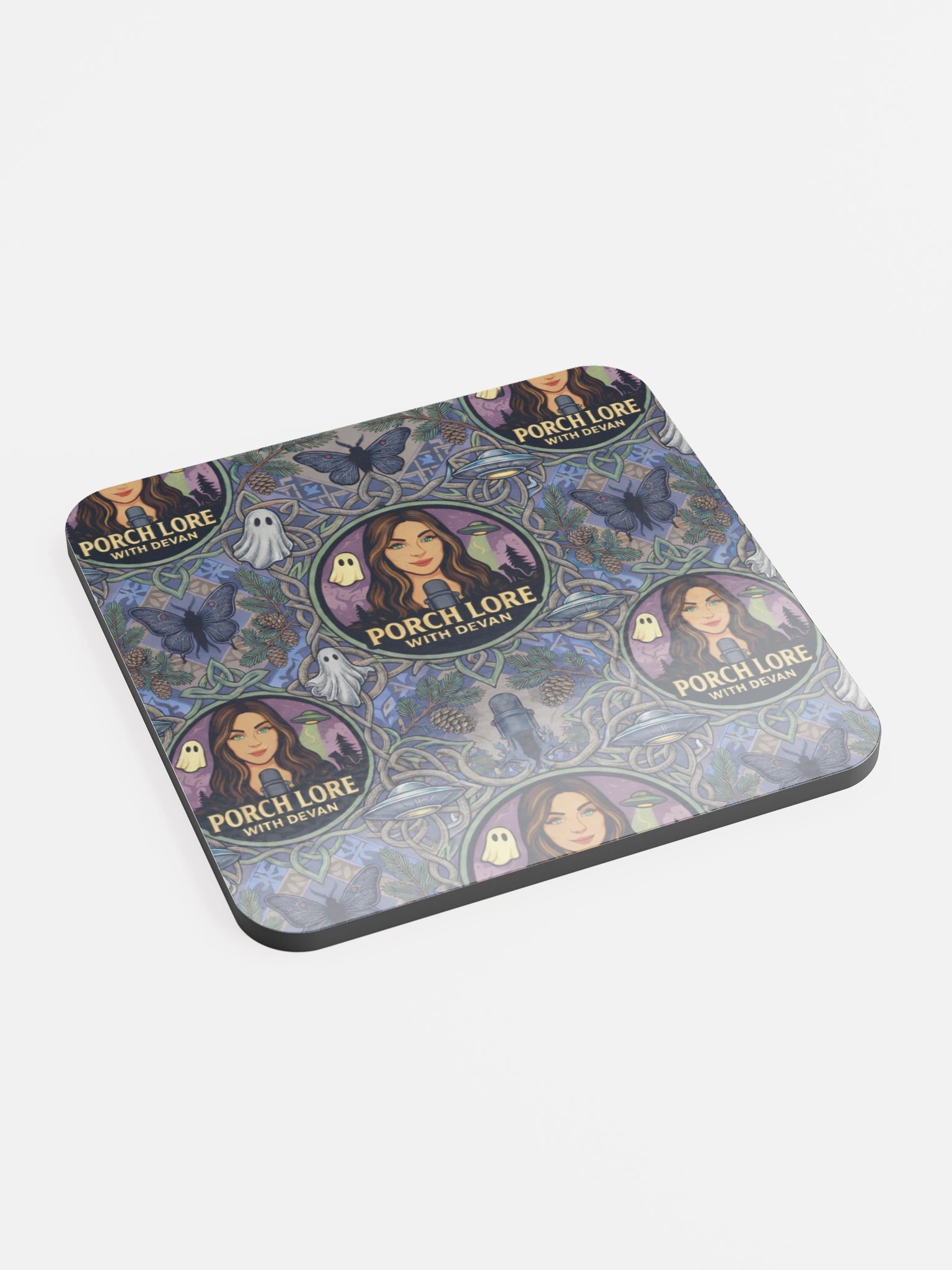 PORCH LORE DEVAN PERIWINKLE MOTH CORK COASTER product image (2)