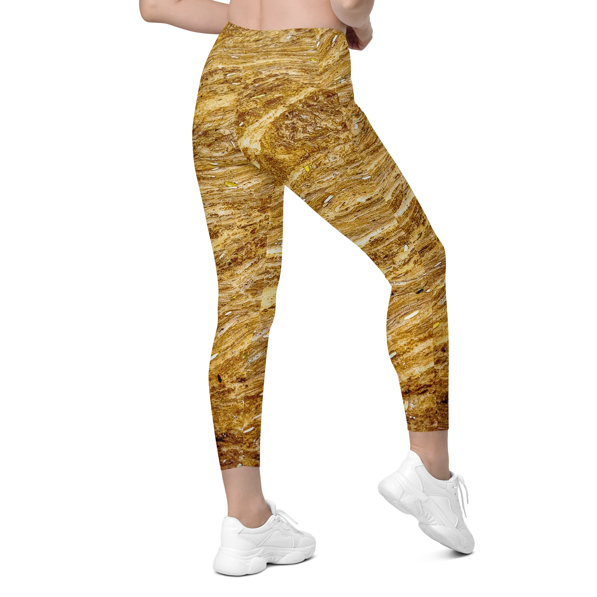 Golden Strata Women's Crossover High-Waisted Leggings with Dual Pockets product image (9)