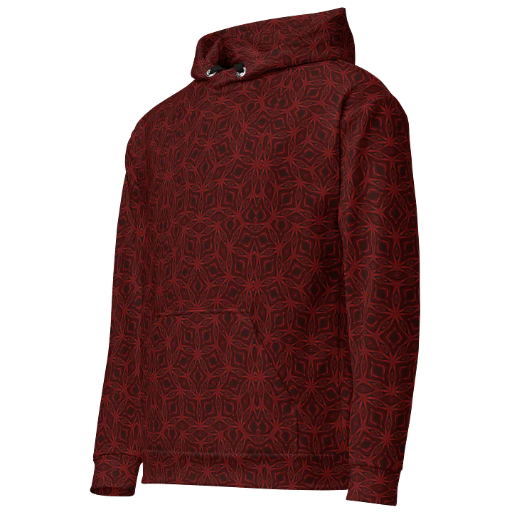Crimson Pulse Grid – Dark Red Geometric Pattern Unisex Hoodie product image (2)