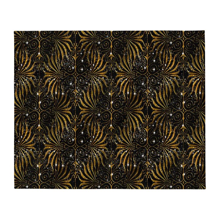 Black and Gold Victorian Sparkle Throw Blanket product image (13)