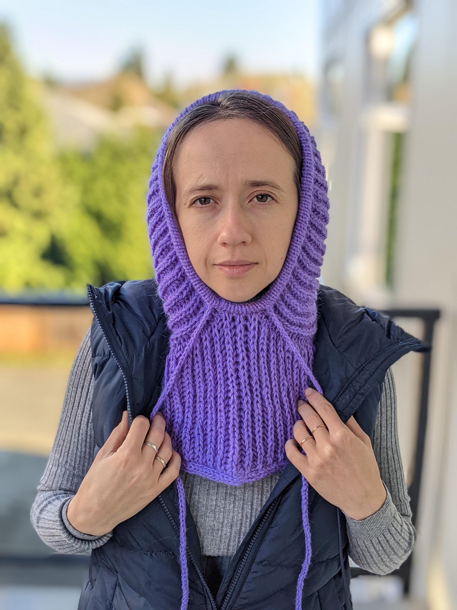 Knit Ribbed Hooded Cowl Pattern product image (7)