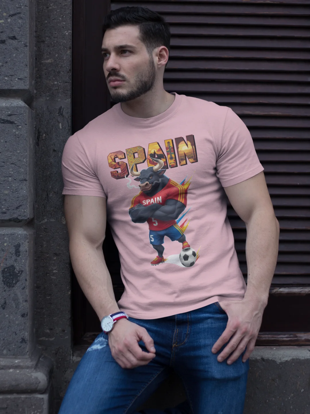 Spain Bull Mascot Fan Art T-Shirt – Vibrant Culture & Football Streetwear product image (1)