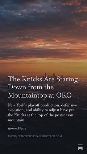 The Knicks aren’t climbing toward OKC…

They’re already standing on the mountaintop.

New article is live: production over re...