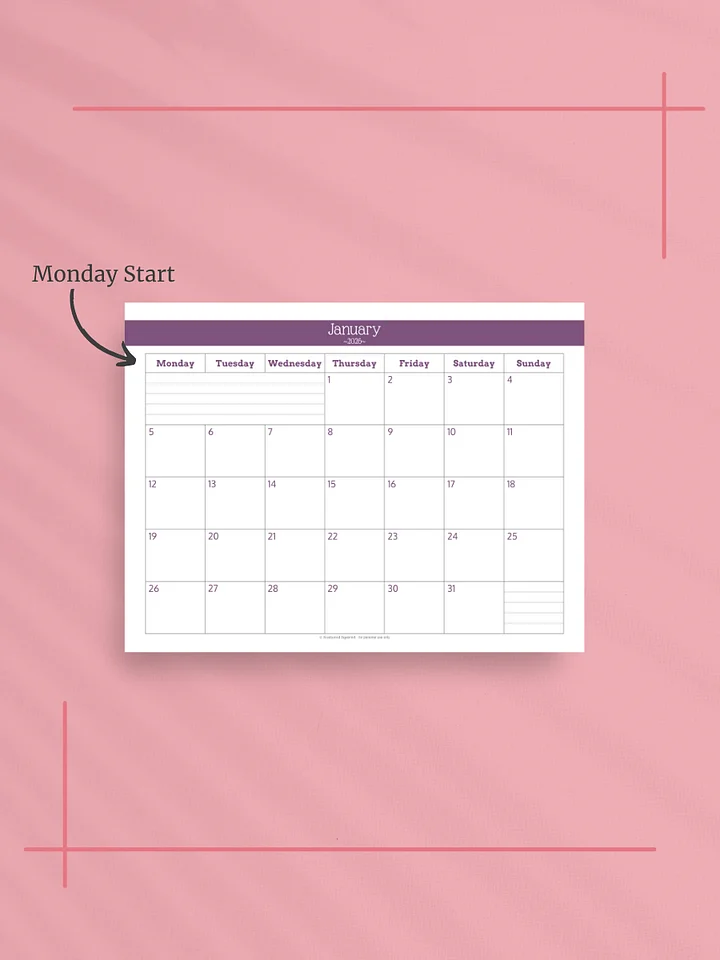 Understated Rainbow 2026 Calendar - Single Page per Month, Monday Start, Letter Size product image (2)