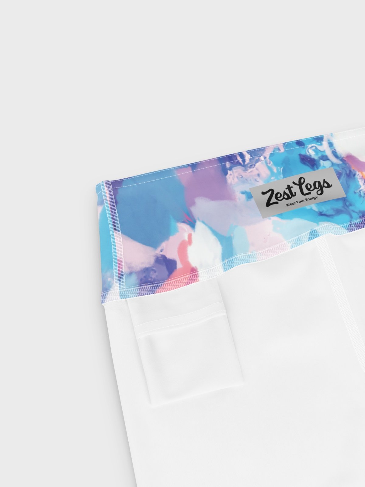 High-Waisted Leggings "Marble Effect Pastel Blue Purple Dreamy Waves" product image (8)