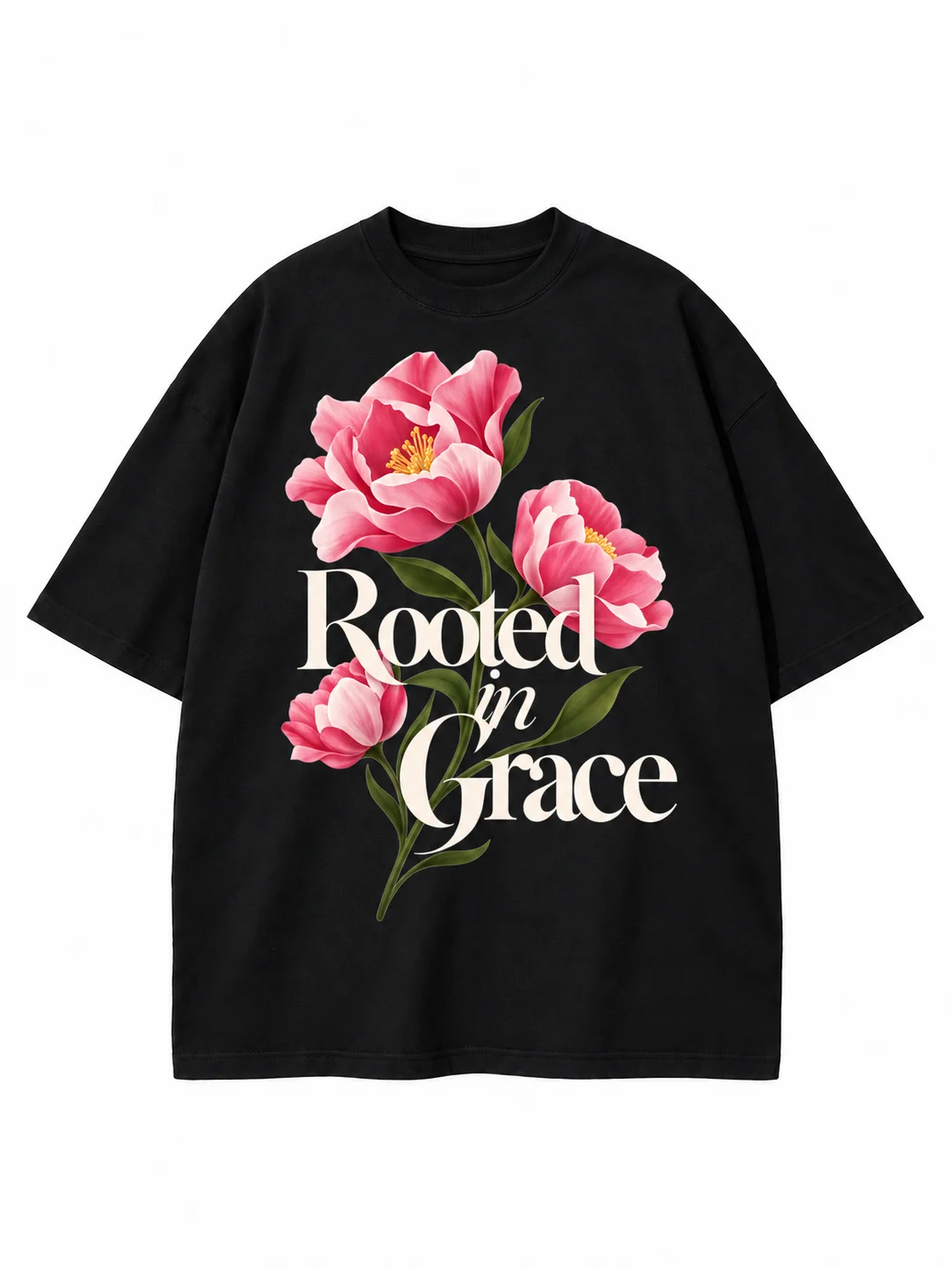 Rooted in Grace PNG | Floral Christian Shirt Design | Pink Flowers product image (2)