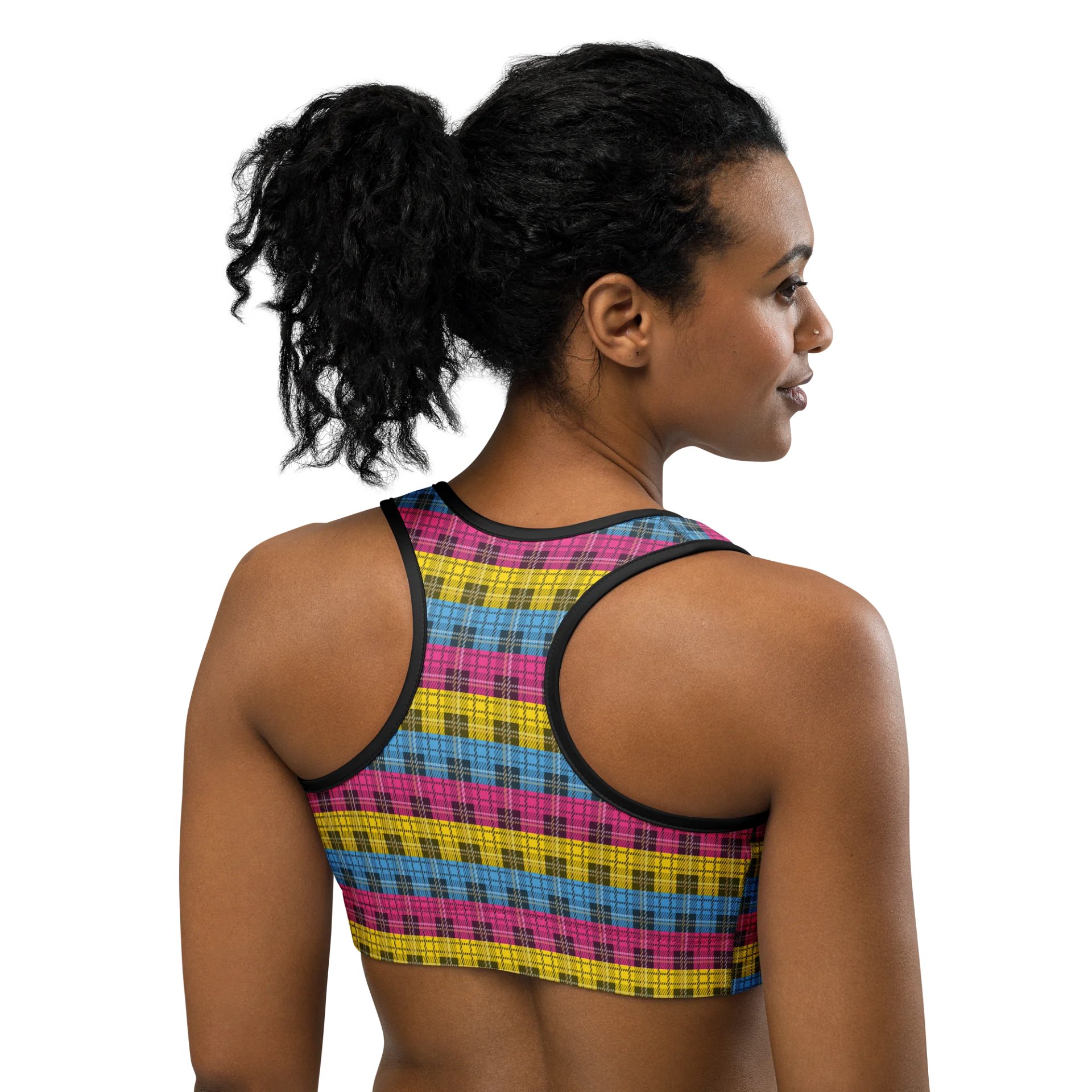 Pansexual Pride Plaid Sports Bra product image (4)