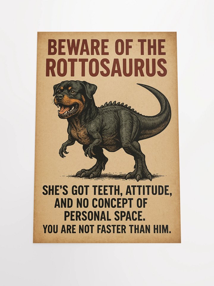 Beware of the Rottosaurus WARNING POSTER (SHE VERSION) product image (1)