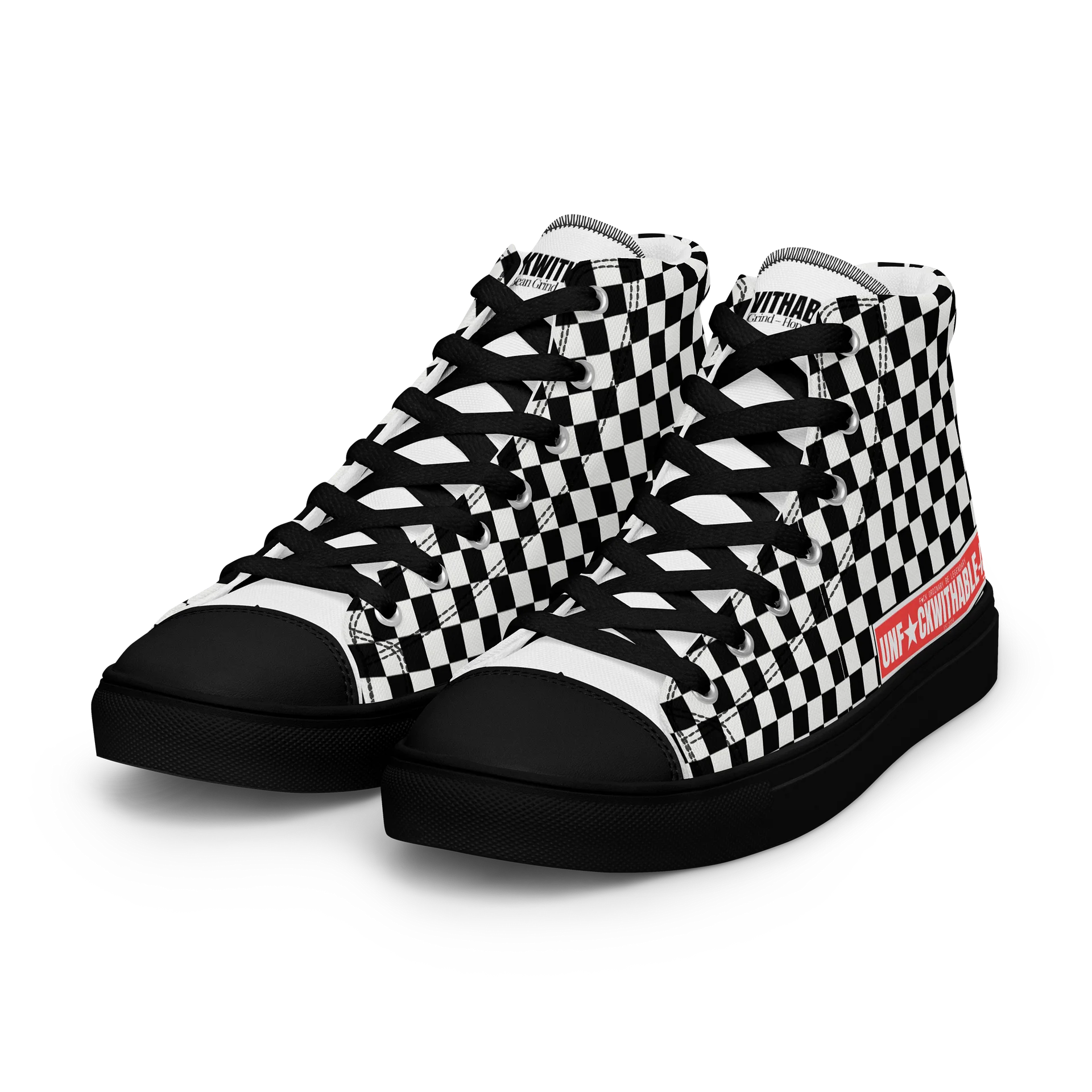 UNF★CKWITHABLE-ISH™ Women's Look-a-Like Chuck Taylor Hand-made Canvas Streetwear Shoes Checkered product image (6)